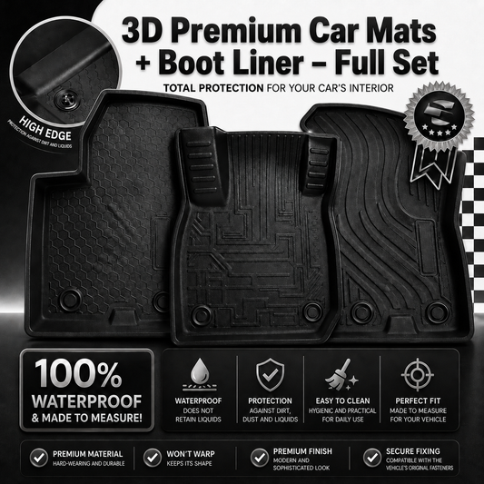 3D Premium Car Mats + Boot Liner – Full Set